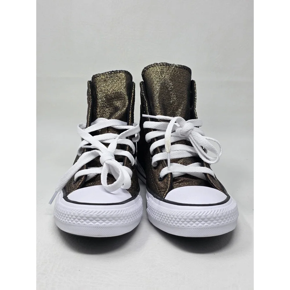 Converse Chuck Taylor Kids Size 4.5 High Top Sneakers Black Gold AO5388F New